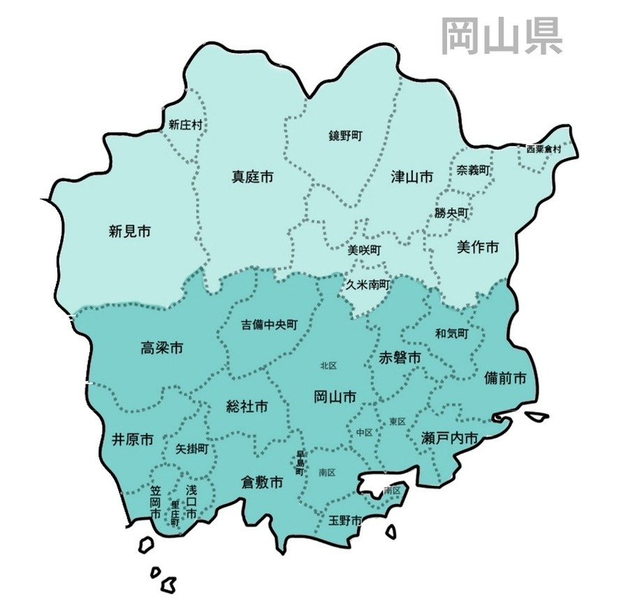 ハレピカ岡山のサービス提供エリア（岡山県）